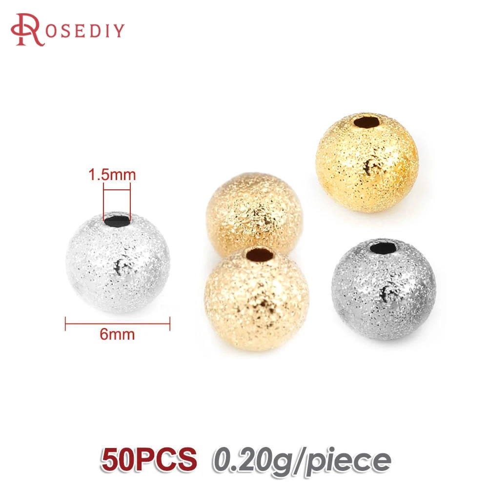 Gold Brass Frosted Matte Round Beads for Jewelry Making - 18K Gold Color, Multiple Sizes