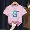 3th/4th/5th/6th Birthday Gift For Girls Tshirt Glitter Mermaid Princess Graphic Print T Shirt Kawaii Kids Clothes Summer Tops 6