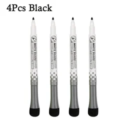 Vibrant Magnetic Fine Tip Dry Erase Markers - Set of 8 Colors for Classroom & Office Use (4Pcs Black)