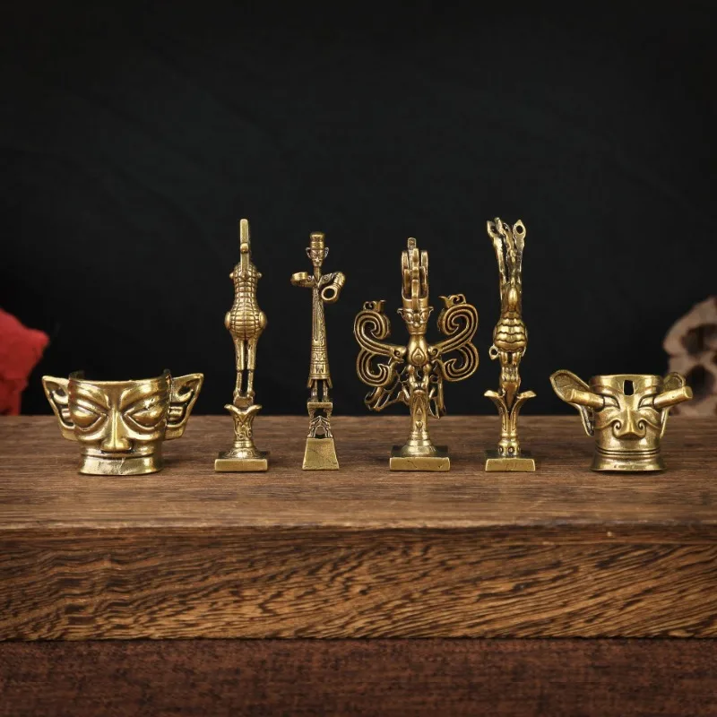 6pcs/set Exquisite Brass Craftsmanship Three-Star Pile Cultural Creative Ornaments Giant Man Statue