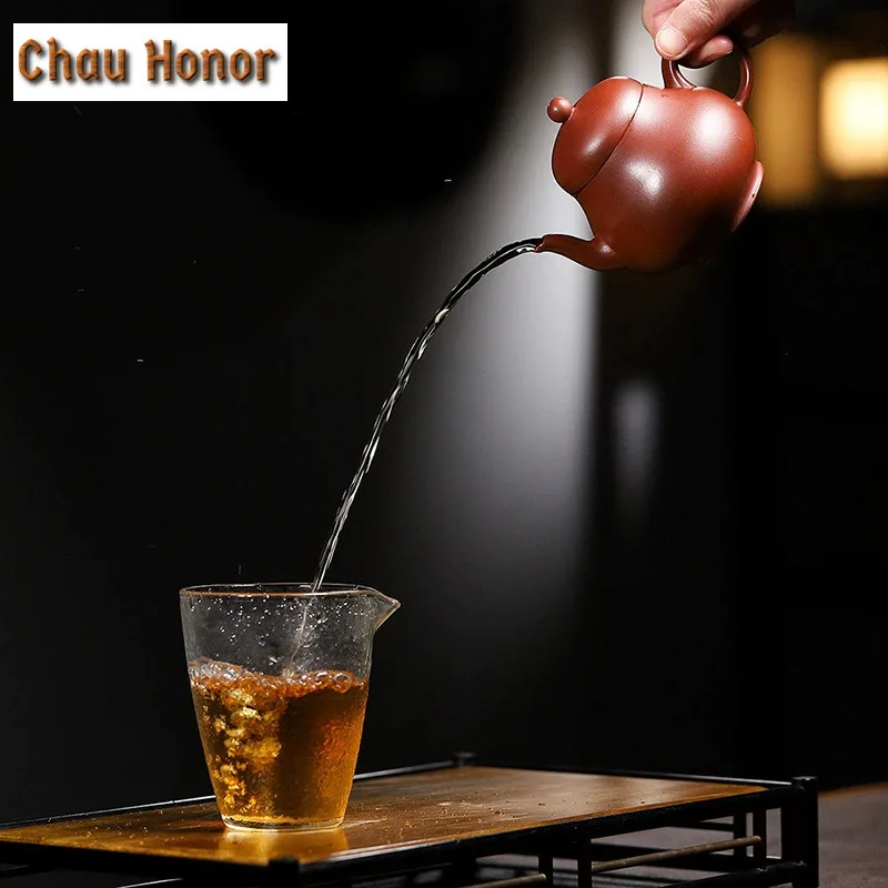 200ml High-end Yixing Purple Clay Teapots Handmade Pear Shape Pot Raw Ore Mud Tea Making Kettle Chinese Zisha Tea Set Decoration