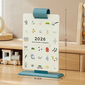 Calendario da Scrivania 2026 con Pagine Girevoli, Pianificatore Giornaliero Cartoon, Planner da Tavolo con Visualizzazione della Data, Calendario Carino per Studenti 2026