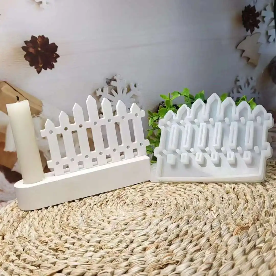 DIY Fence Candle Holder Silicone Mold Concrete Cement Candle Holder Mould Resin Plaster Candle Stand Craft Molds Home Decor