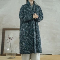 Cappotti lunghi da donna con stampa floreale Vintage Johnature bottone invernale 2021 nuovi cappotti lunghi spessi caldi a maniche lunghe in stile cinese