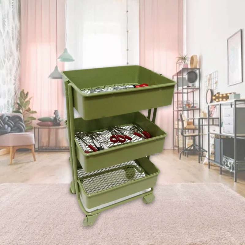 Mini Trolley Floor Storage Rack with Wheel Shelf Bookshelf Storage Display Rack Decoration Collection Accessories 4