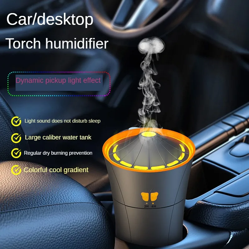 

New Torch Car Humidifier Household Small Wireless Portable Colorful Pickup Ambience Light Mini Humidifier