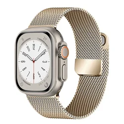 Premium Milanese Metal Watch Strap - Adjustable Mesh Band - S10 - 11 42mm 40 41mm (Vintage gold)