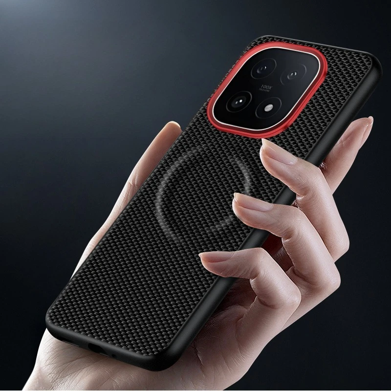 Luxury Magnetic Weave PU Leather Phone Case with Wireless Charging Compatibility and Anti-Fall Protection