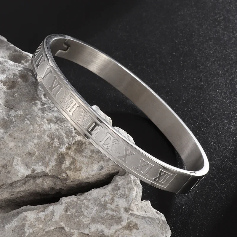 Stainless Steel Royal Roman Numeral Bracelet Men Women Jewelry Gifts