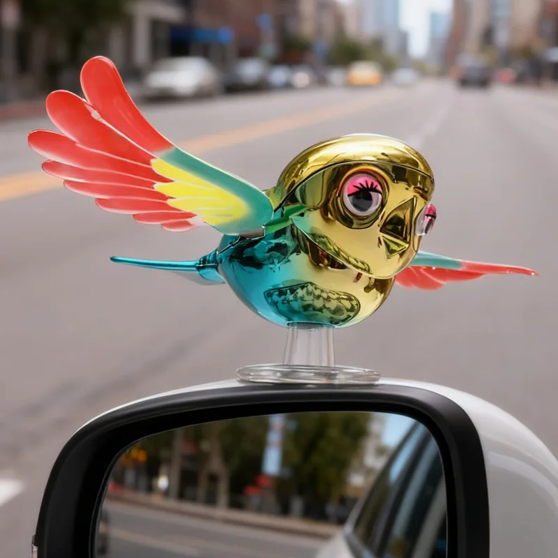 Flying Flapping Bird Car Ornament Wind Spinner Funny Car Accessory for Side Mirror Rooftop Novelty Cool Gift for Car Lovers