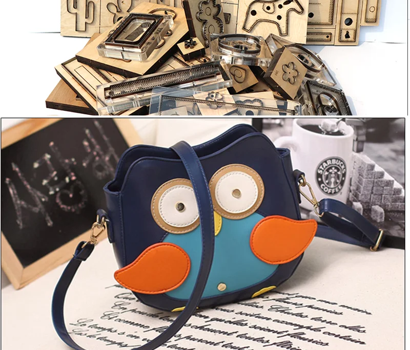 

Японский стальной нож, форма, кожаные товары ручной работы, мультяшная сова, сумка на плечо, нож, форма, кожаный инструмент ручной работы, форма для ножа