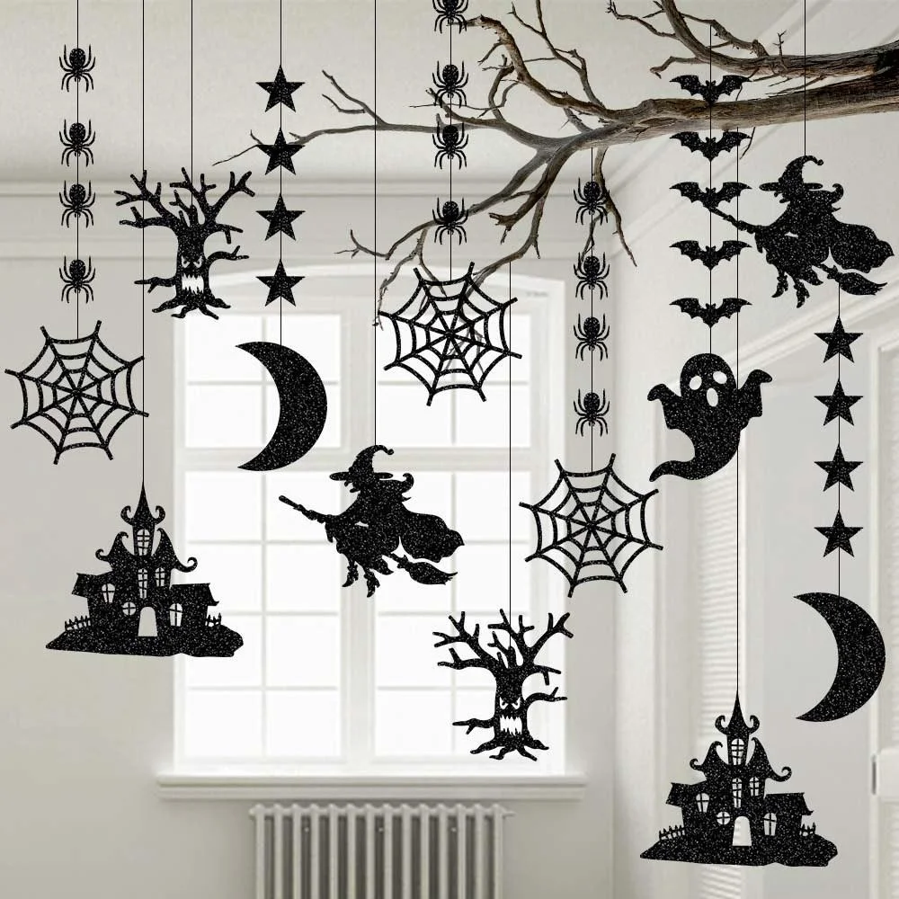 6Pcs Halloween Ghost Witch Hanging Pendant Happy Halloween Decoration For Home Dolcetto O Scherzetto Photo Prop Halloween Suppiles