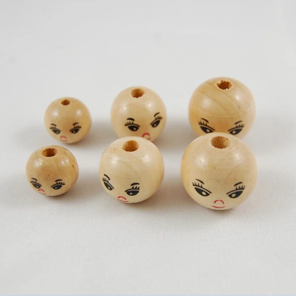 

100pcs Round Natural Wood Beads Smile Wooden Beads 14MM for DIY Crafts Bracelet Necklace Jewelry Macrame Garland
