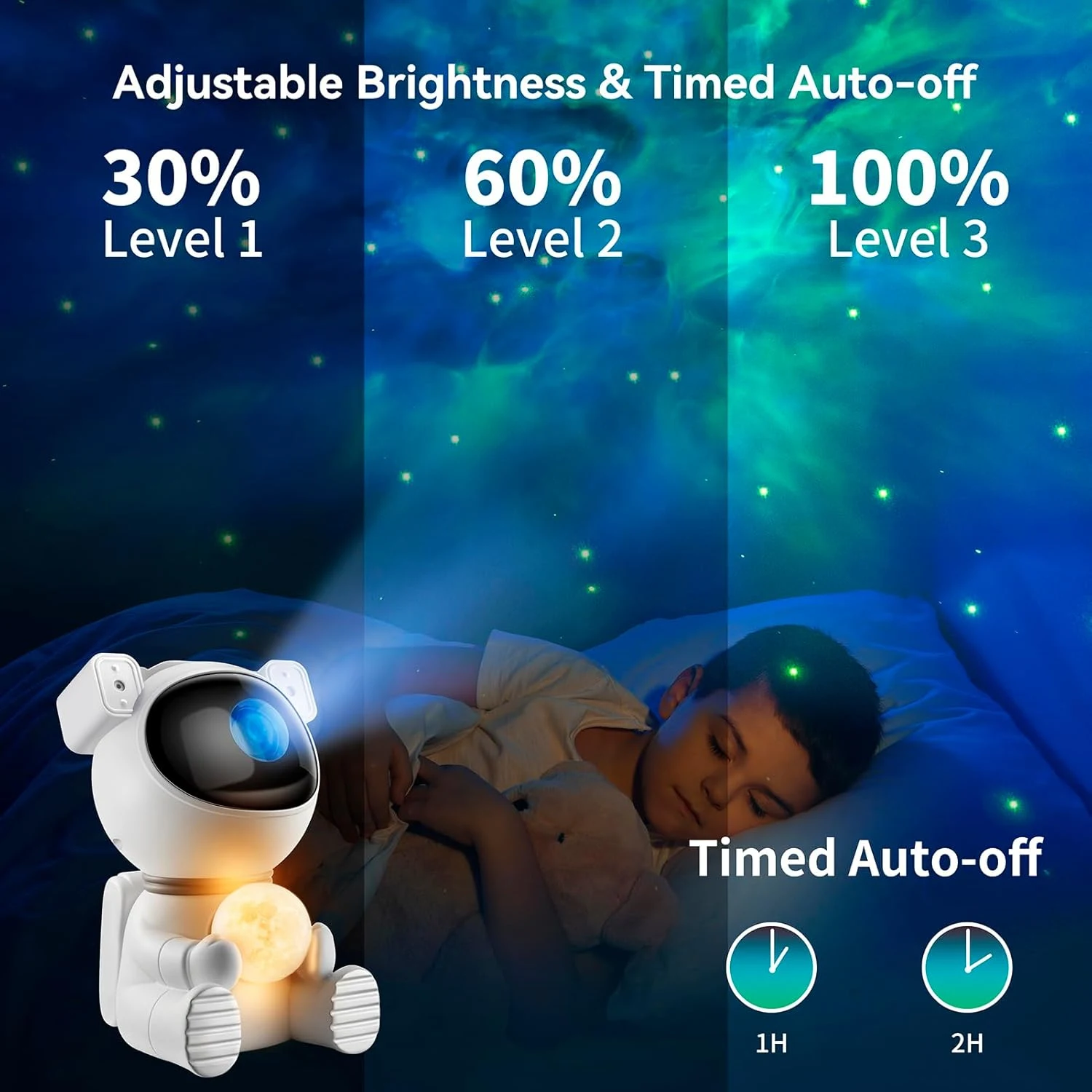 AURORA LIGHTING Astronaut Galaxy Projector Star Projector Night Lights with Moon Lamp LED Nebula Lamp for Kids Adults Room Decor