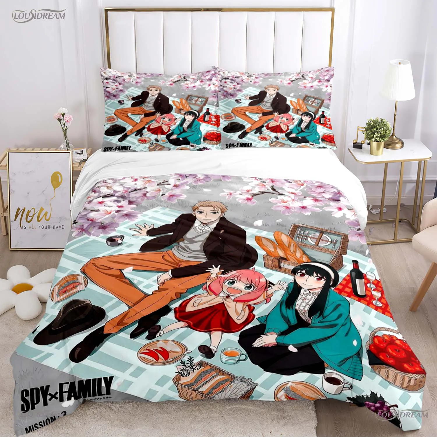 Cute spy x family Cartoon Anime Duvet Cover Funny Kawaii Bedding sets Soft Quilt Cover and Pillowcases Single/Double/Queen/King 4