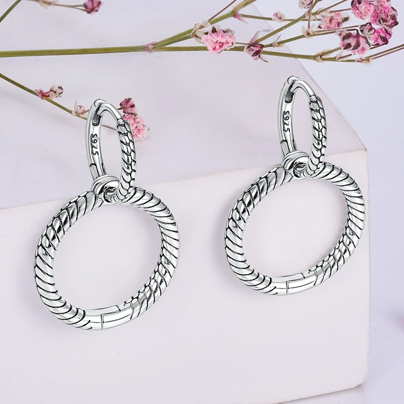 2022 Charm Double Hoop Earrings 925 Silver Sparkling Pave Stud Earring Gift For Women Engagement Jewelry Anniversary