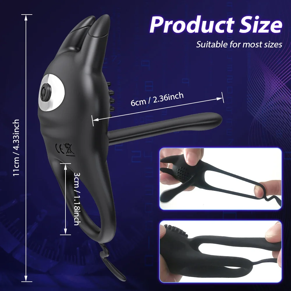 Penis Ring Vibrating Ejaculation Delay Remote Control Penis Vibrator Chastity Cage Sex Toy for Men or Couples
