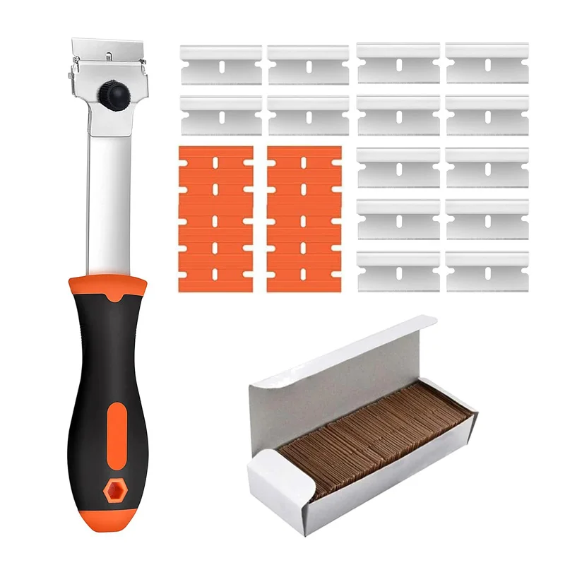 Multi-Purpose Long Handle Scraper With Blades Adhesive Remover...
