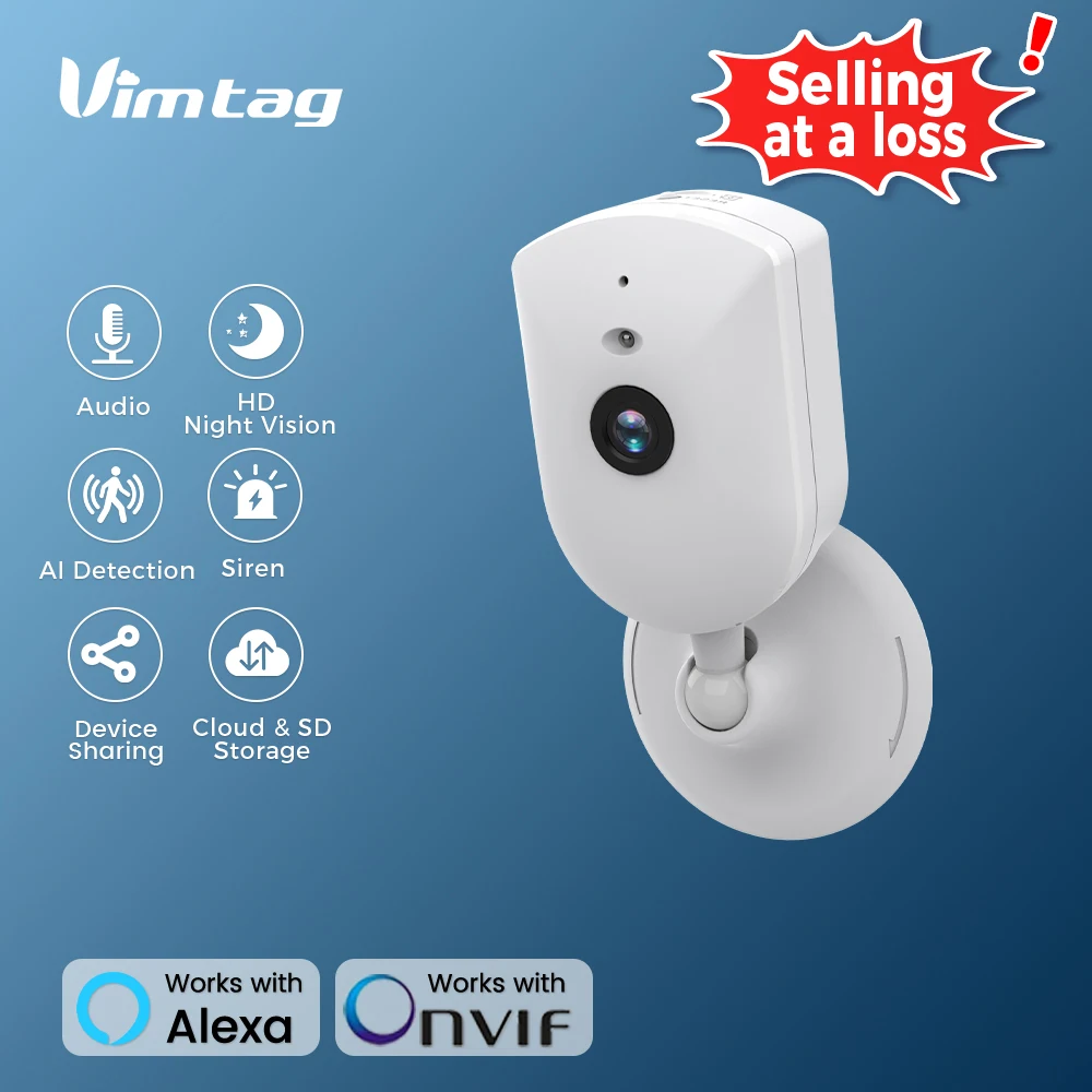 VIMTAG 6MP WIFI Security Camera 2-Way Audio 3.5K HD IR Night Vision AI Human Detect Auto Alert Indoor Surveillance security camera