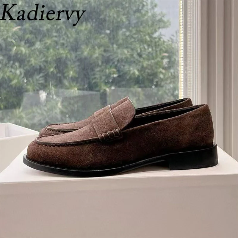 Suede Leather Loafers Women Round Toe Slip-on Walk Shoes Lady Daily Lightweight Office Commuting Flat Shoes Woman Zapatos Mujer 3