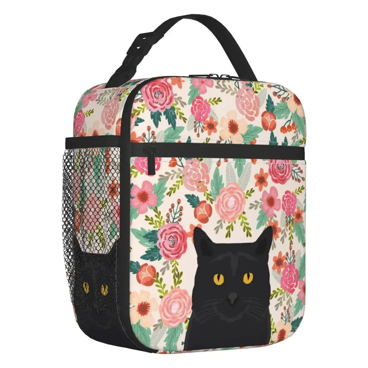 

Black Cat Insulated Lunch Bag for Women Leakproof Autumn Pumpkin Coffee Thermal Cooler Lunch Box Office Work School