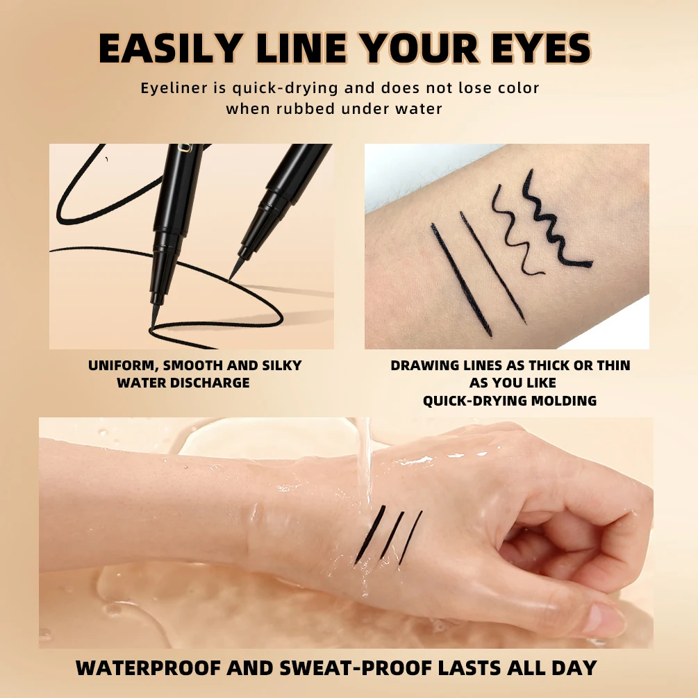 QIBEST Waterproof Black Eyeliner Matte Long Lasting Liquid Eyeline Makeup High Pigment No Smudge Eyeliner Pen Cosmetic Tools 5