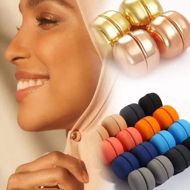 1 Pair Magnet Buttons for DIY Clothing Headband Scarf Hat Clasp Decoration, Invisible Metal Buttons Sewing Supplies 2