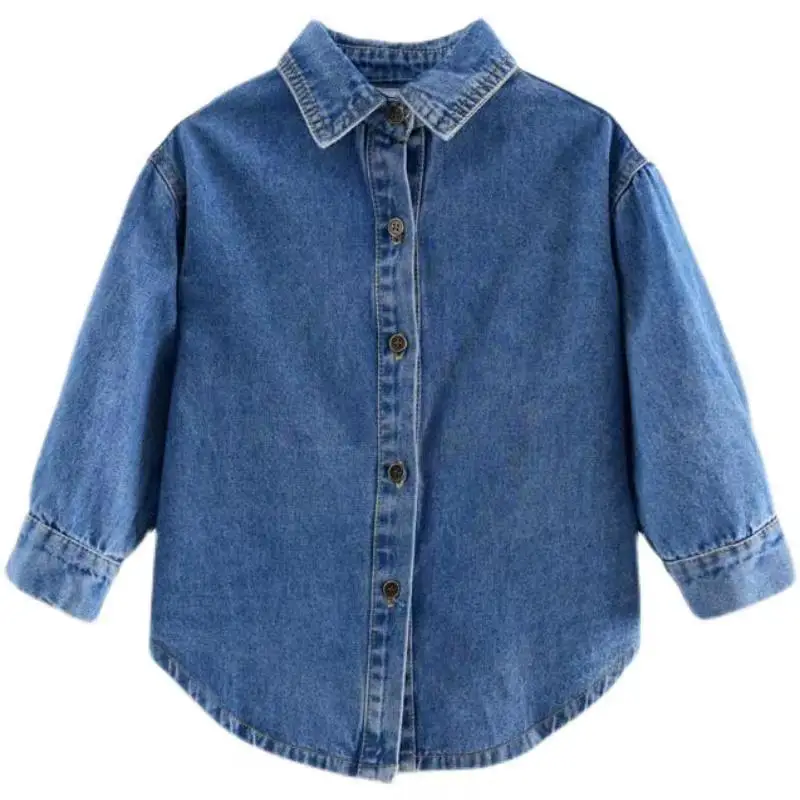 Girls Boys Denim Shirts for Spring Autumn Summer