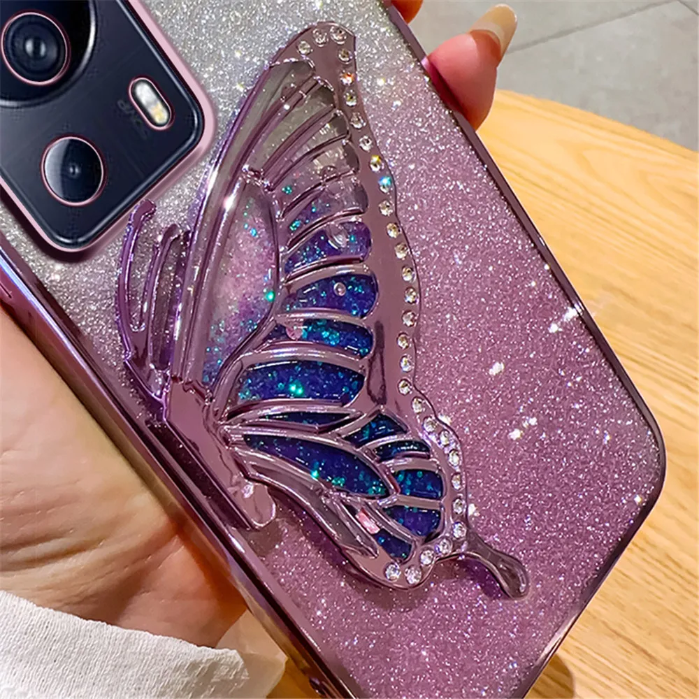 Gradient Butterfly Quicksand Soft Phone Case