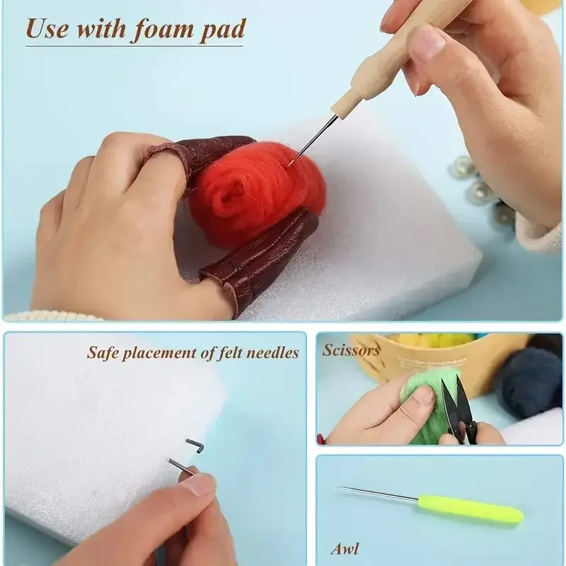Wool Felting Kit Needle Felt Kit Needle Felting Wool Wool Felt Accessories Needle Felting Kit Wool Roving DIY Craft Wool Fibre Needle Felting Starter Handcraft Kit Fabric Materials Accessories