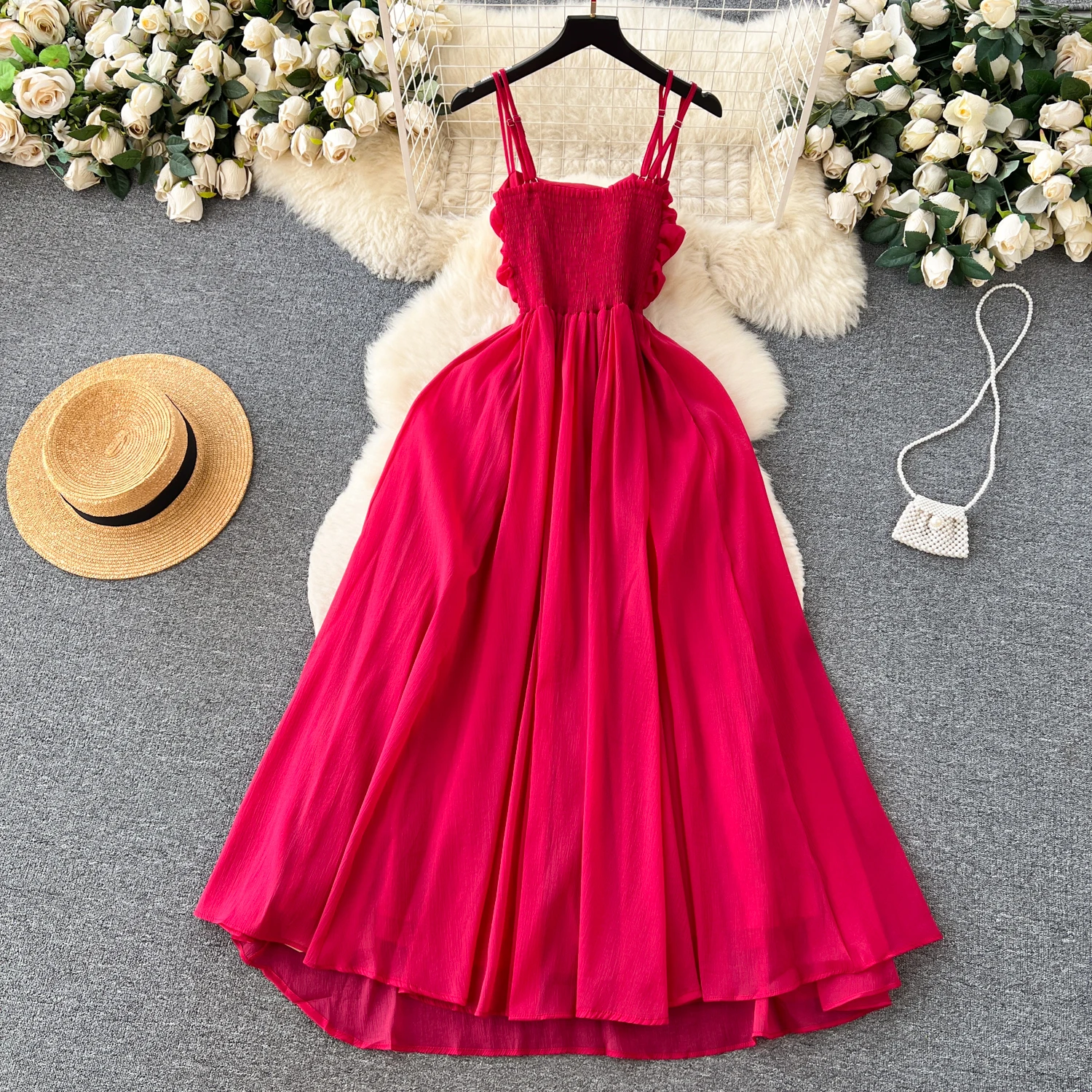 Women Sexy Beach Dress Summer Pleated Strapless Long Dresses Ladies Elegant Slim A-line Backless Boho Long Robe Vestidos