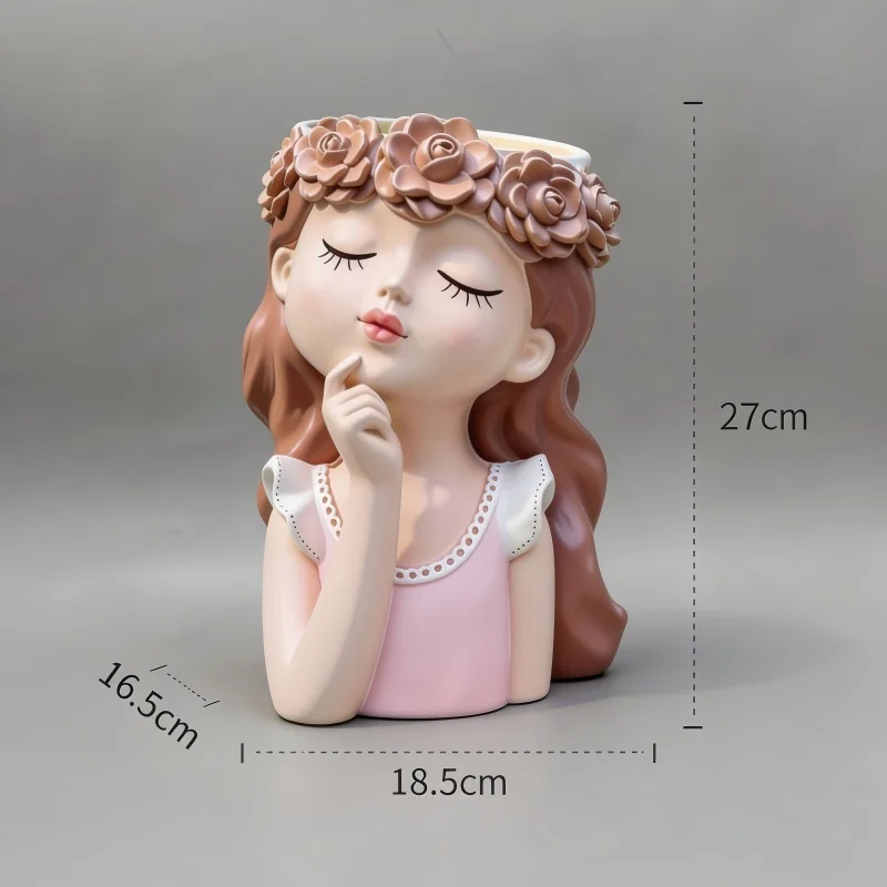 대형 요정 소녀 화분 실리콘 몰드, 선인장 및 다육식물용 콘크리트 화분, DIY 홈 데코 공예 도구