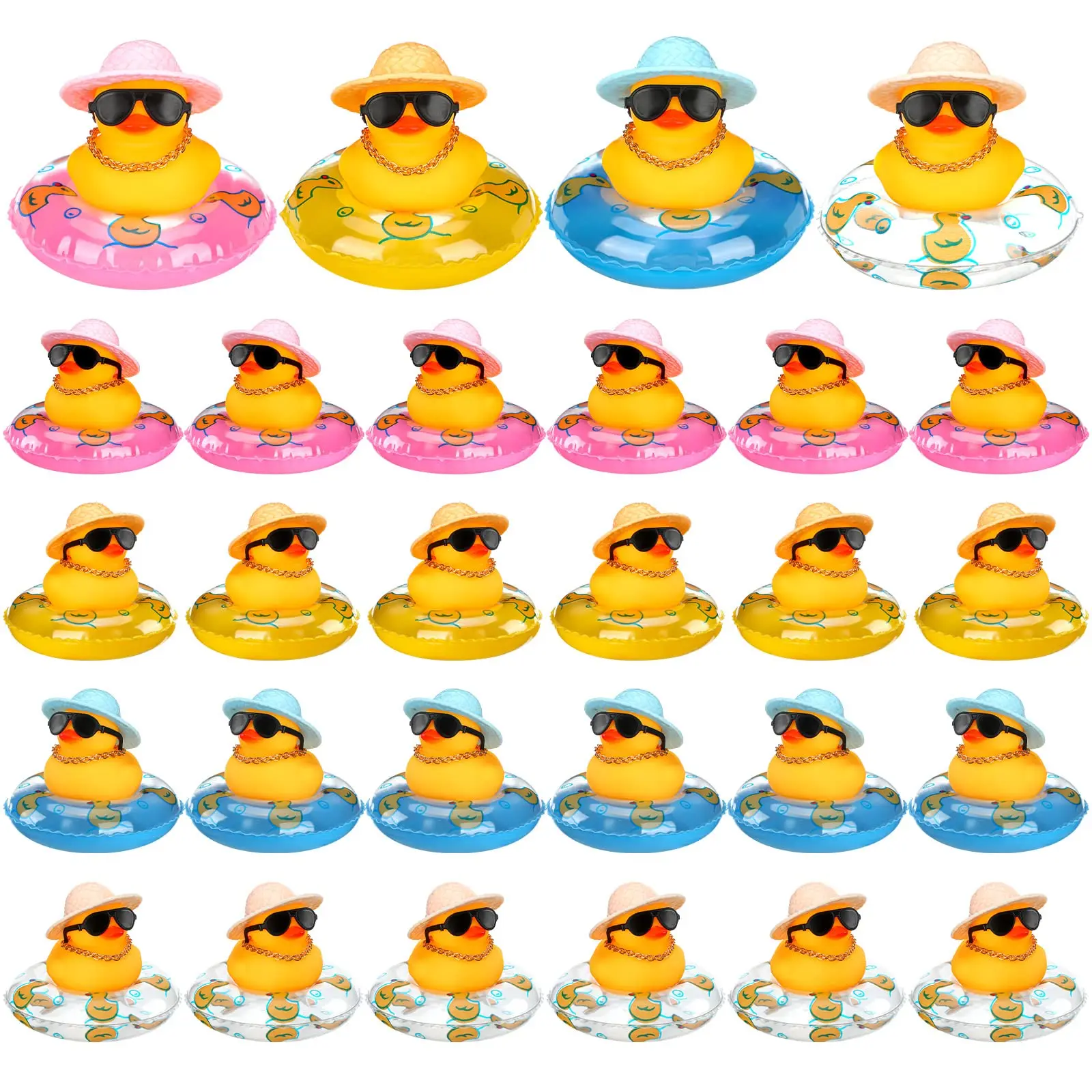

24/36PC Mini Rubber Ducks Summer Beach Funny Rubber Ducky Bathtub Shower Ducks Toys for Baby Shower Swimming Pool Toys (24 Pcs)