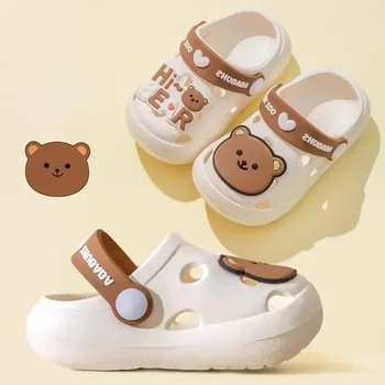 Cartoon Home Slippers Kids Fashion Cute Soft Soled Non-slip Sandals Summer New Design Shoes Baby Unisex PVC Round Head Slippers 1