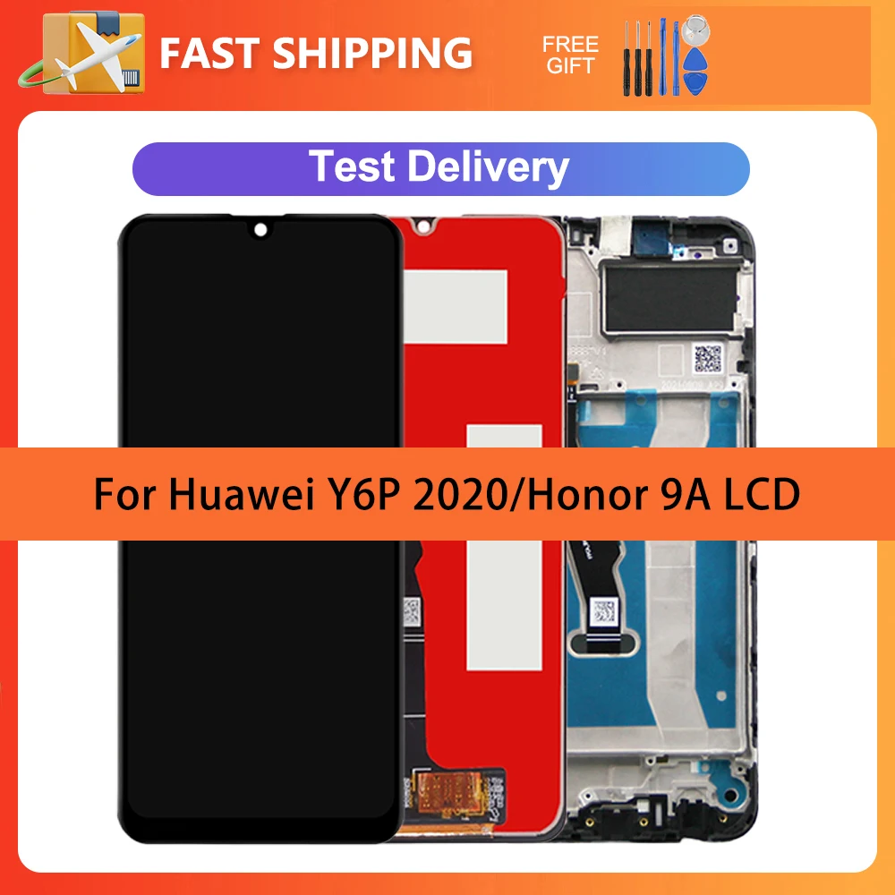 Дисплей 6,3 дюйма для Huawei Y6P, фотография 2020 дюйма, ЖК-дисплей с сенсорным экраном в сборе с рамкой для Honor 9A, ЖК-дисплей