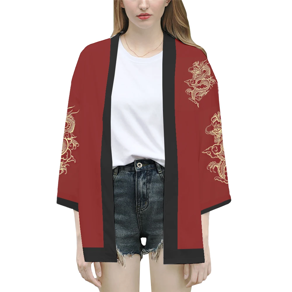 Dragon Graphic Japanese Cardigan Kimono Ladies Traditional Asian Chinese Style Children Haori Harajuku Beach Yukata Men Japanese Kimono Cardigan Japanese Kimono Japanese Kimono Shirt
