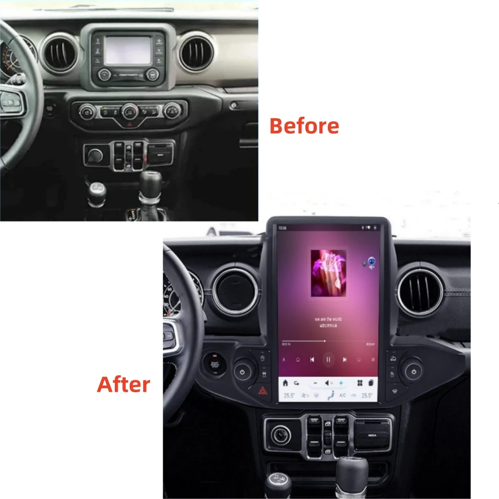 13.6 Cal pionowy ekran Radio samochodowe Carplay Android 11 jednostka główna dla Jeep Wrangler Rubicon 2018 2019 2020 2021 Auto GSP Player