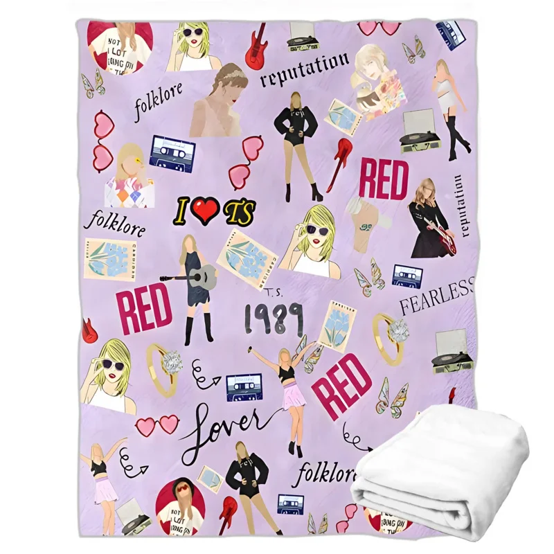 

American Taylor Swift Pattern Star Art Flannel Throw Blanket Portable Travel Office Lunch Break
