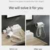 White Hair Dryer Holder No Need To Drill Holes Hangers Bathroom Shelf Compatible With Most Hair Dryers 6
