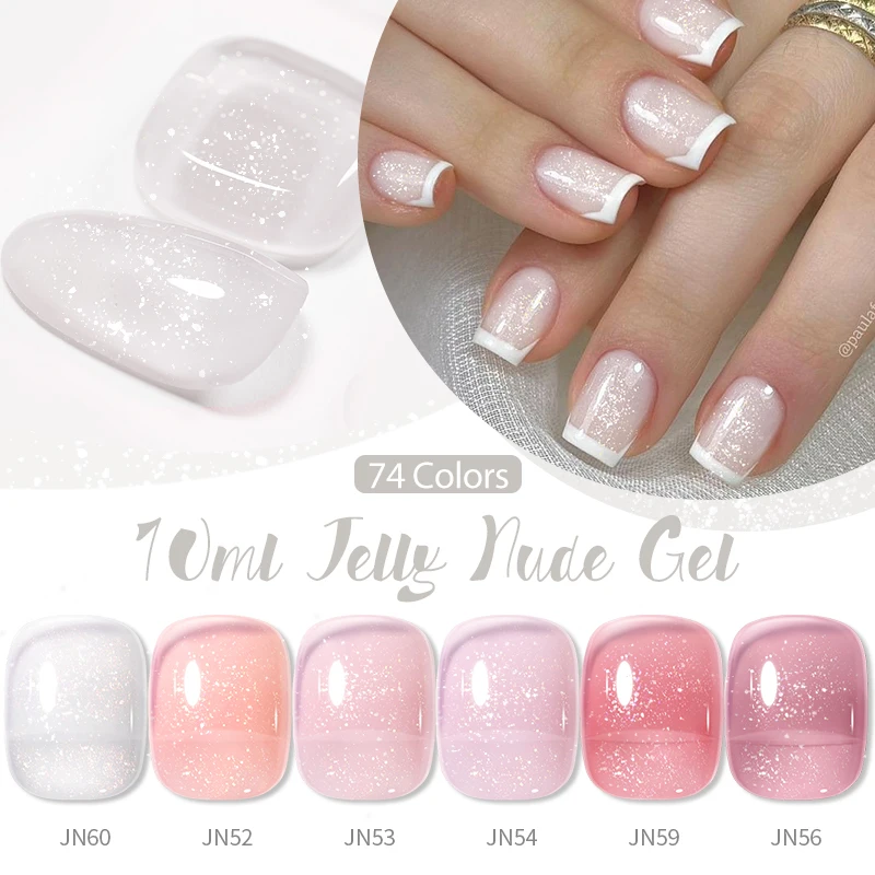 BORN PRETTY Transparent Jelly Nude Gel Nail Polish 10ml Sheer Glitter Crystal Varnis Semi Permanent for Nail Art DIY at Home 2