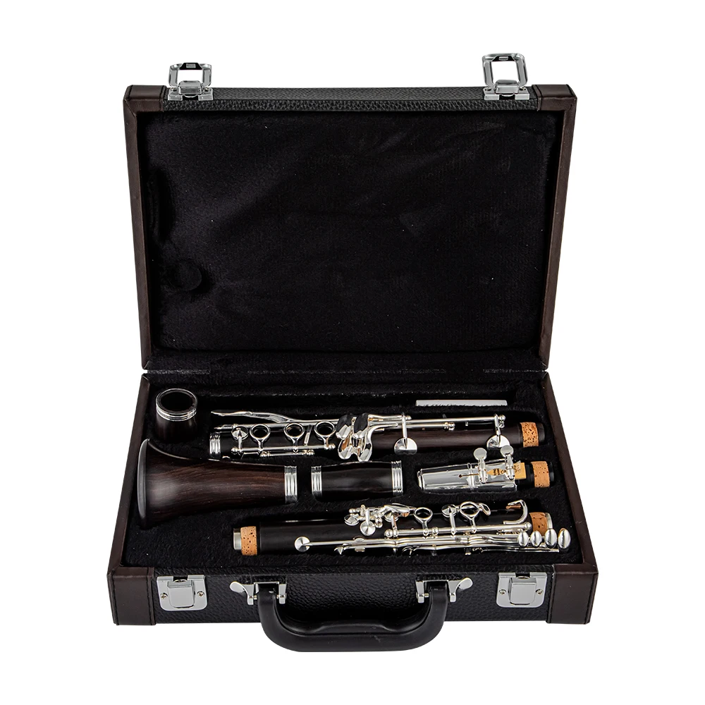 Rowettre Professional Ebony Clarinet Falling Tune B 17 Key Silver plated copper Solid wood clarinet