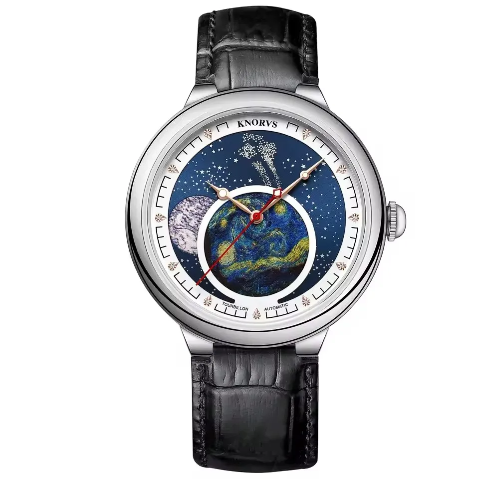 Original Brand Men'S Watches Waterproof Luminous Fully Automatic Mechanical Dress Watch Starry Disk Light Luxury Uhr Leather