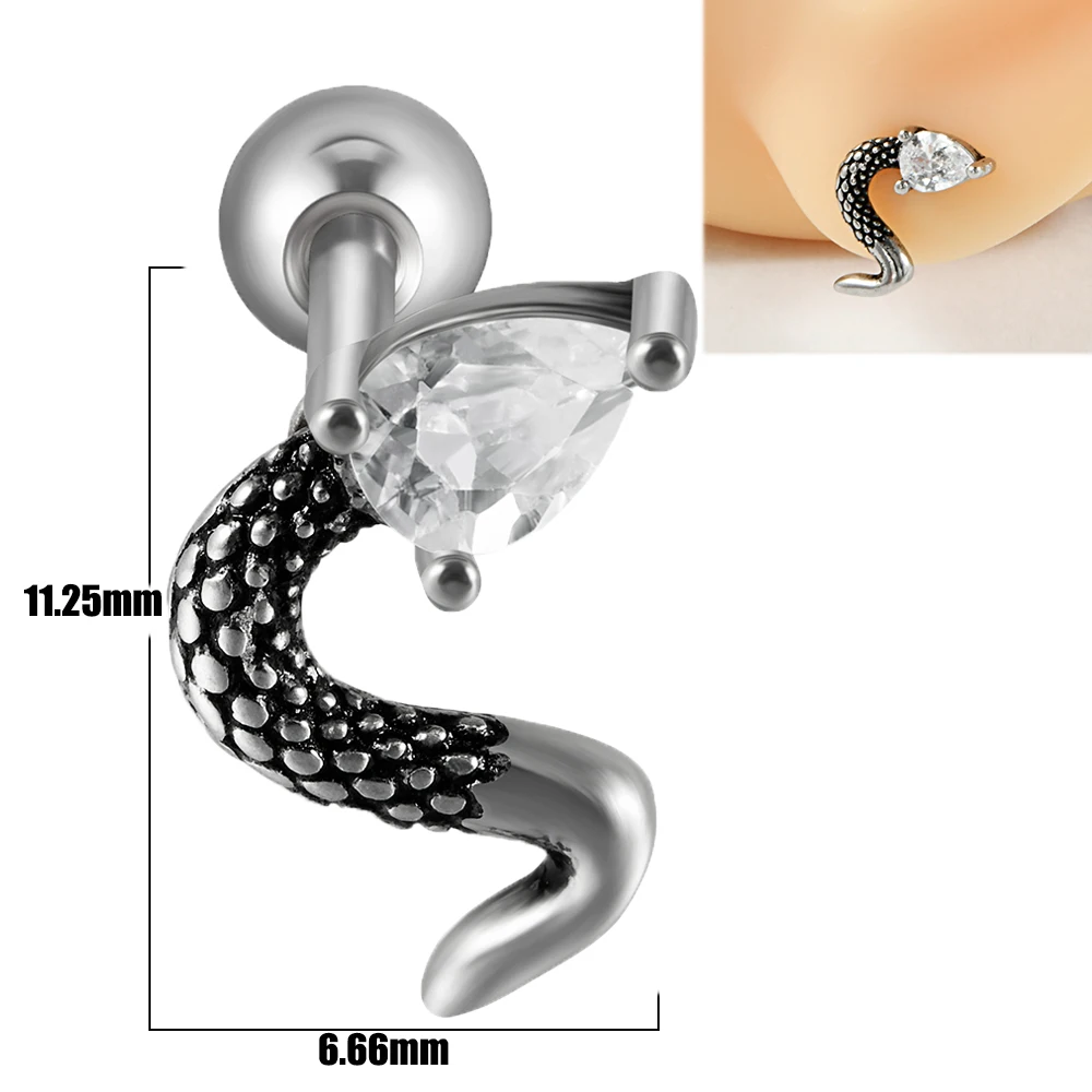 Fusamk Punk Titanium Steel Skull Stud Earrings - Hip Hop Body Jewelry For Piercing & Teens - View #7