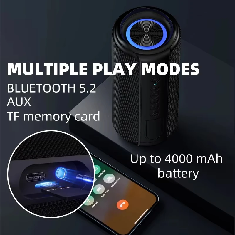 MX40 Powerful Bluetooth Speaker Bass Wireless Speakers Subwoofer Waterproof Sound Box Support TF, TWS, USB Flash Drive