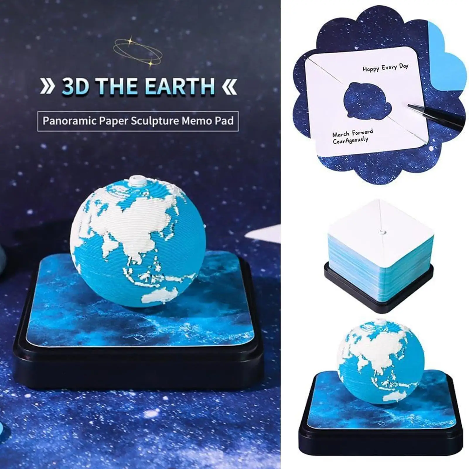 3D 메모 패드 지구 모양 3D 메모 패드 2026 캘린더 종이 조각 조형물 3D 아트 노트패드 DIY 홈 데스크탑 장식 휴일 선물