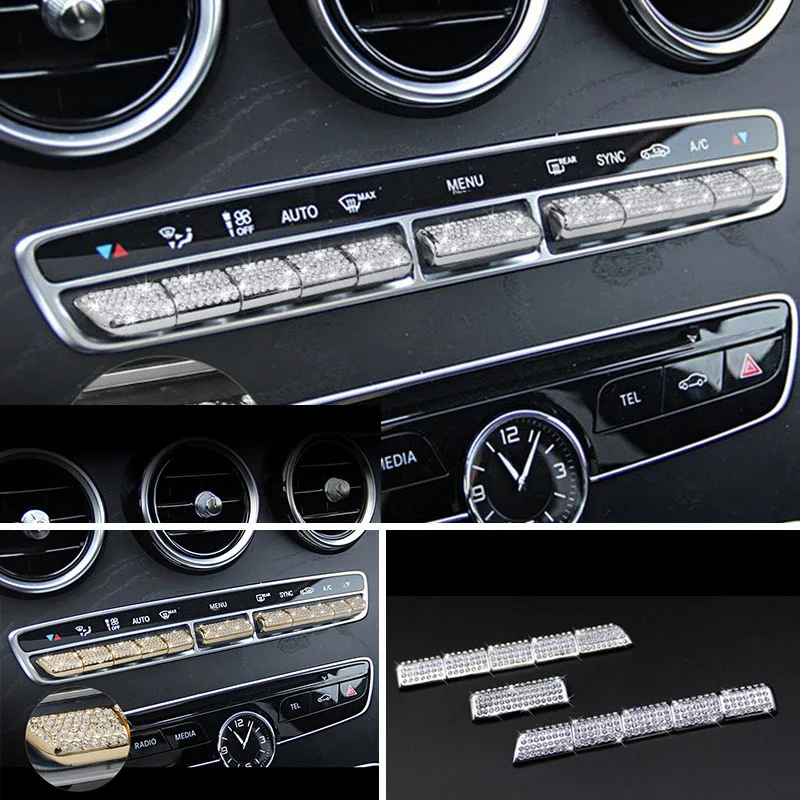 

For Mercedes-Benz C E GLC Class W205 W213 X253 15-19 Crystal Style Center Air Condition A/C Buttons Cover Trim