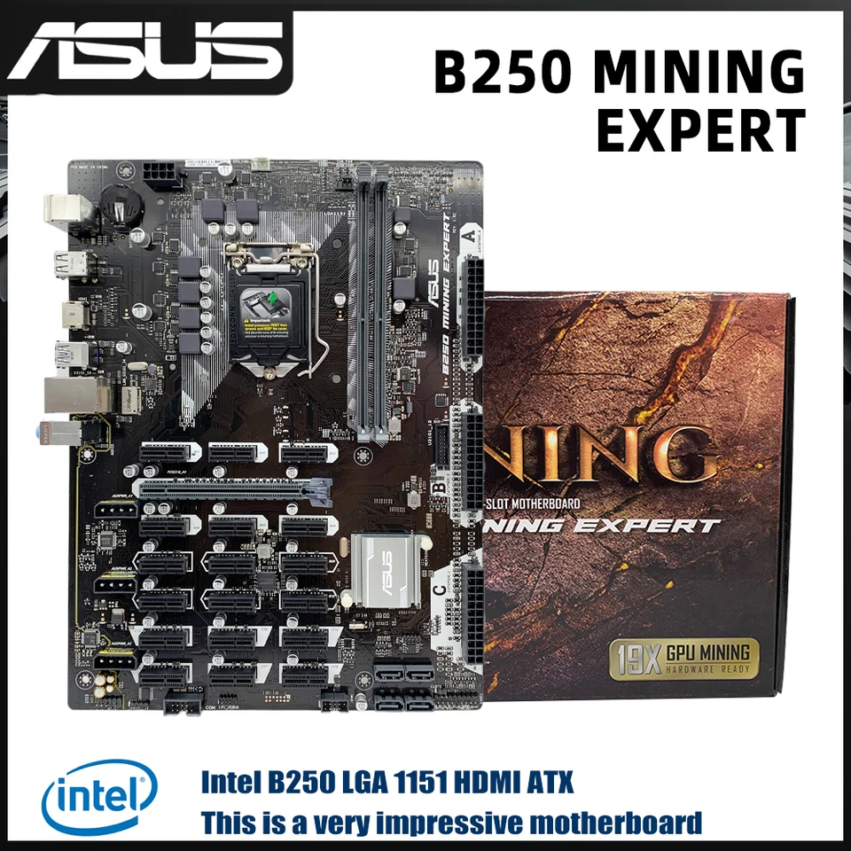 Asus B250 MINING EXPERT 마더보드, LGA 1151 인텔 B250 DDR4 32GB ATX 지지대 6100 7300  6600 7600 7700 G4500 CPU, 신제품 - AliExpress