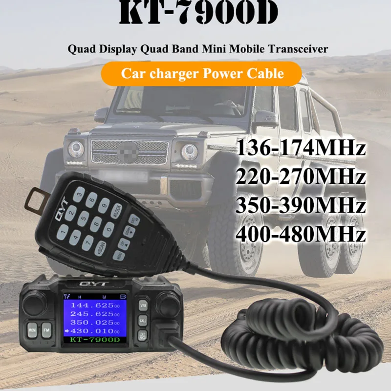 Original QYT KT-7900D 25W Quad Band 2206 Version Mini Mobile Car Radio 136-174/220-260/350-390/400-480MHz 10KM Walkie Talkie for th 9800 car walkie talkie ptt speaker microphone for tyt th 9800 plus quad band 50w car mobile radio walkie talkie station