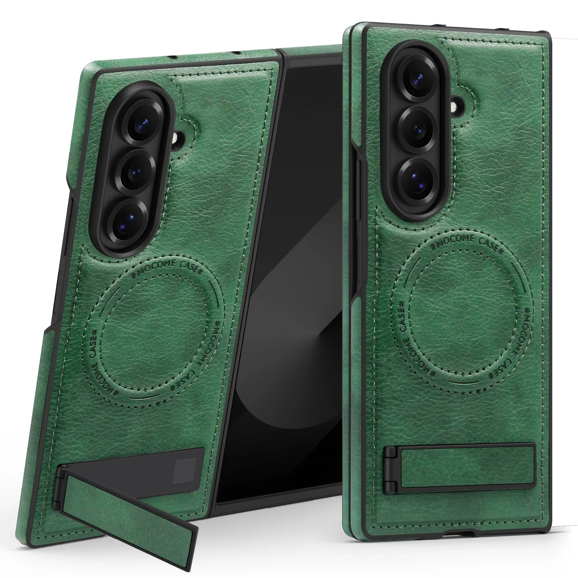 Premium Magnetic Leather Case with MagSafe Holder and Stand - Shockproof Luxury Cover
