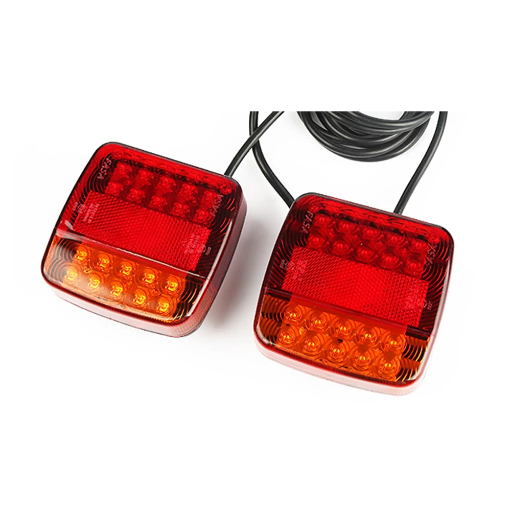 2 Piece 12V 20 LED 7 Pin Rear Towing Tail Light 7.5m+2.5m Trailer Universal Brake Stop Lamp License Number Plate Reflector